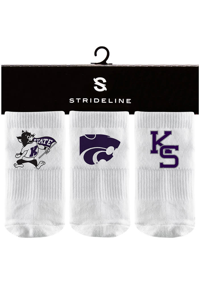 Strideline K-State Wildcats 3 Pack Baby Quarter Socks