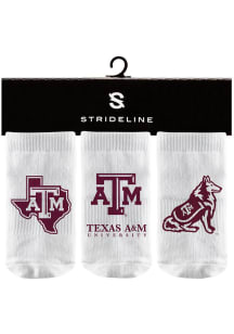 Strideline Texas A&amp;M Aggies 3 Pack Baby Quarter Socks