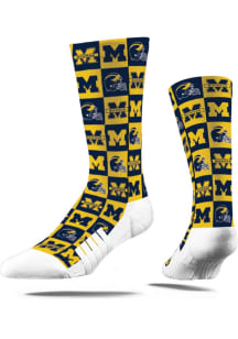 Michigan Wolverines Strideline 70s Bedding Mens Dress Socks - Navy Blue