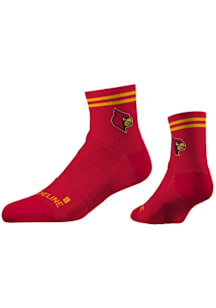 Louisville Cardinals Half Calf, Primary Logo School Color Mens Quarter Socks