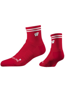 Half Calf, Primary Logo School Color Wisconsin Badgers Mens Quarter Socks - Red