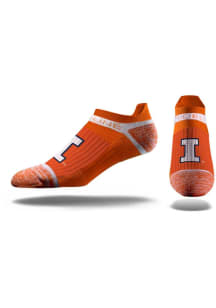 Illinois Fighting Illini Strideline Premium Knit Crew, Primary Logo School Color Mens No Show Sock..