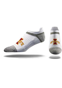 Strideline Iowa State Cyclones Premium Knit Crew, Primary Logo White Mens No Show Socks