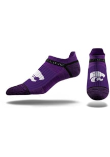 K-State Wildcats Strideline Premium Knit Crew, Primary Logo School Color Mens No Show Socks - Purp..