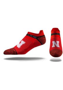 Nebraska Cornhuskers Strideline Premium Knit Crew, Primary Logo School Color Mens No Show Socks -..
