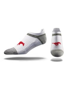 Strideline SMU Mustangs Premium Knit Crew, Primary Logo White Mens No Show Socks
