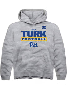 Shep Turk Rally Youth Grey Pitt Panthers NIL Stacked Box Long Sleeve Player Hoodie
