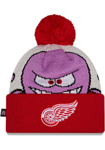 New Era Detroit Red Wings Red DL Mascot Pom Cuff Mens Knit Hat