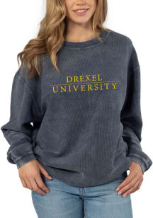 Womens Navy Blue Drexel Dragons Corded Crew Sweatshirt