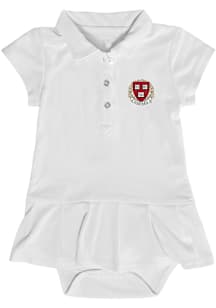 Harvard Crimson Baby Girls White Caroline Short Sleeve Dress
