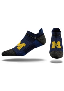 Michigan Wolverines Strideline Team Logo Mens No Show Socks - Navy Blue