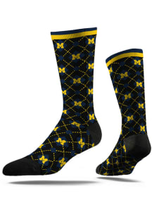 Repeat Michigan Wolverines Mens Argyle Socks - Navy Blue