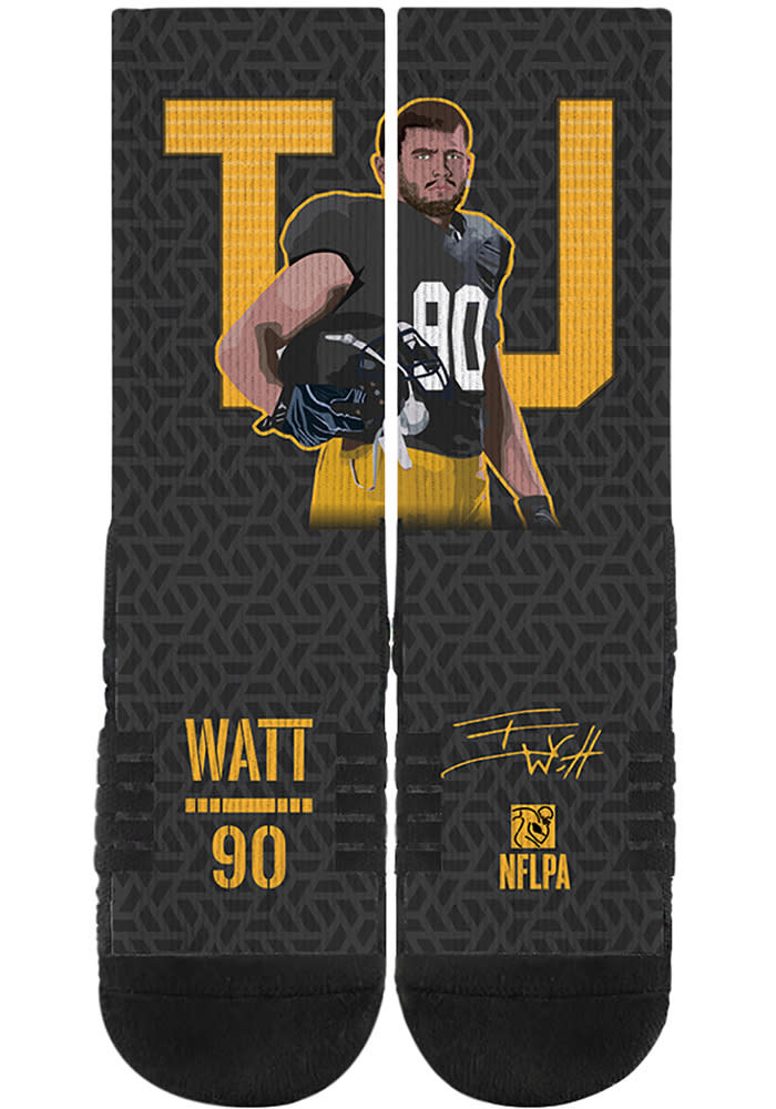 TJ Watt Pittsburgh Steelers Standing Mens Crew Socks