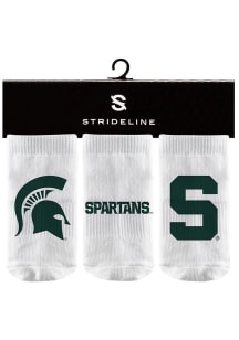 Michigan State Spartans Strideline 3PK Baby Quarter Socks - White
