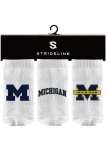 Michigan Wolverines Strideline 3PK Baby Quarter Socks - White
