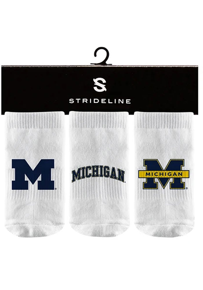 Strideline Michigan Wolverines 3PK Baby Quarter Socks