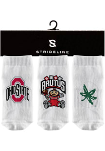 Ohio State Buckeyes Strideline 3PK Baby Quarter Socks - White