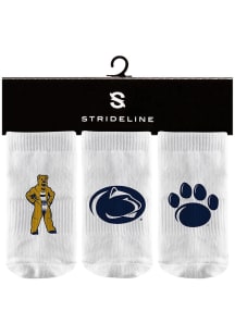 Penn State Nittany Lions Strideline 3PK Baby Quarter Socks - White