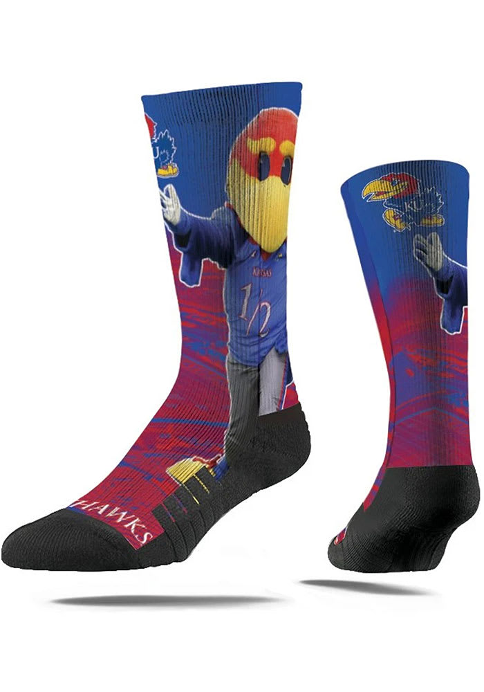 Kansas Jayhawks Strideline Mascot Mens Crew Socks