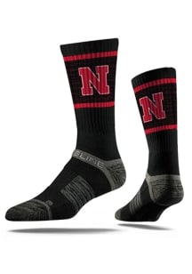 Nebraska Cornhuskers Strideline Team Logo Mens Crew Socks - Black