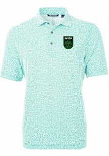 Cutter and Buck Austin FC Mens Green Virtue Eco Pique Botanical Short Sleeve Polo