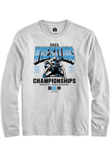 Mens Big Ten White Rally 2025 Wrestling Championship Tee