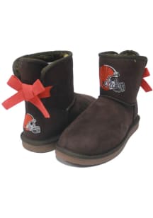Cleveland Browns Brown Bootie Boot with Bows Womens Shoes
