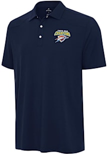 Antigua Oklahoma City Thunder Mens Navy Blue 2025 Finals Champions Western Short Sleeve Polo