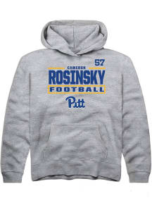 Cameron Rosinsky Rally Youth Grey Pitt Panthers NIL Stacked Box Long Sleeve Player Hoodie