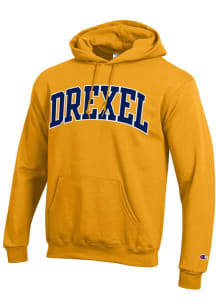 Mens Drexel Dragons Gold Champion Twill Powerblend Hooded Sweatshirt