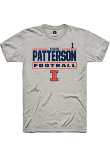Kaleb Patterson Rally Mens Ash Illinois Fighting Illini NIL Stacked Box Player T Shirt