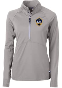 Cutter and Buck LA Galaxy Womens Grey Adapt Eco Qtr Zip Pullover