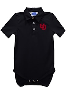 Vive La Fete Utah Utes Baby Black Team Short Sleeve One Piece Polo