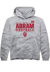 Triston Abram Rally Indiana Hoosiers Youth NIL Stacked Box Long Sleeve Player Hoodie Grey