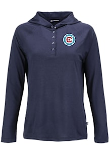 Cutter and Buck Chicago Fire Womens Navy Blue Coastline Eco Hooded Sweatshirt