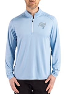 Cutter and Buck Tampa Bay Buccaneers Mens Light Blue Mono Coastline Long Sleeve Qtr Zip Pullover