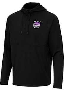 Antigua Sacramento Kings Mens Black Connected Short Sleeve Qtr Zip