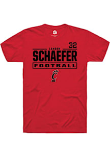 Landen Schaefer Cincinnati Bearcats Red Football NIL Stacked Box Short Sleeve Player T Shirt