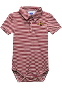 Vive La Fete Iowa State Cyclones Baby Cardinal Pencil Stripe Short Sleeve One Piece Polo