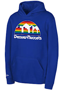 Mitchell and Ness Denver Nuggets Youth Navy Blue Retro Logo Long Sleeve Hoodie