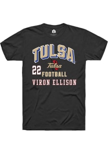Viron Ellison Rally Mens Black Tulsa Golden Hurricane NIL Arch Logo Player T Shirt