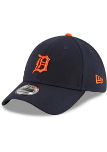 New Era Detroit Tigers Mens Navy Blue Road Replica Team Classic 39THIRTY Flex Hat
