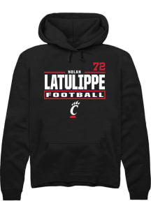 Nolan Latulippe Rally Mens Black Cincinnati Bearcats NIL Stacked Box Player Hood