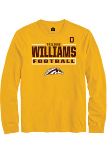 Tailique Williams Mens Gold Western Michigan Broncos NIL Stacked Box Long Sleeve Player T Shirt