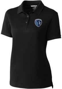 Cutter and Buck Sporting Kansas City Womens Black Advantage Short Sleeve Polo Shirt
