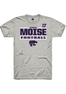Adonis Moise Rally Mens Ash K-State Wildcats NIL Stacked Box Player T Shirt