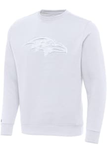 Antigua Baltimore Ravens Mens White Victory Tonal Long Sleeve Crew Sweatshirt