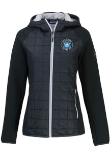 Cutter and Buck Charlotte FC Womens Black Rainier PrimaLoft Hybrid Medium Weight Jacket