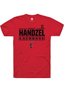 Morgan Handzel Cincinnati Bearcats Red NIL Stacked Box Short Sleeve Player T Shirt