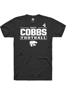 Daniel Cobbs Rally Mens Black K-State Wildcats NIL Stacked Box Player T Shirt